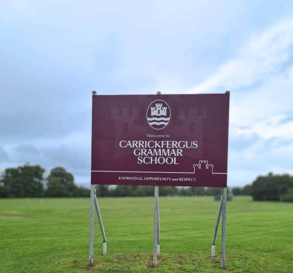 Outdoor Welcome Sign for Carrickfergus Grammar School