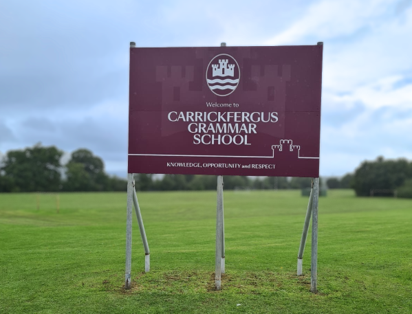 Outdoor Welcome Sign for Carrickfergus Grammar School