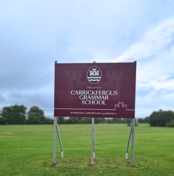 Outdoor Welcome Sign for Carrickfergus Grammar School